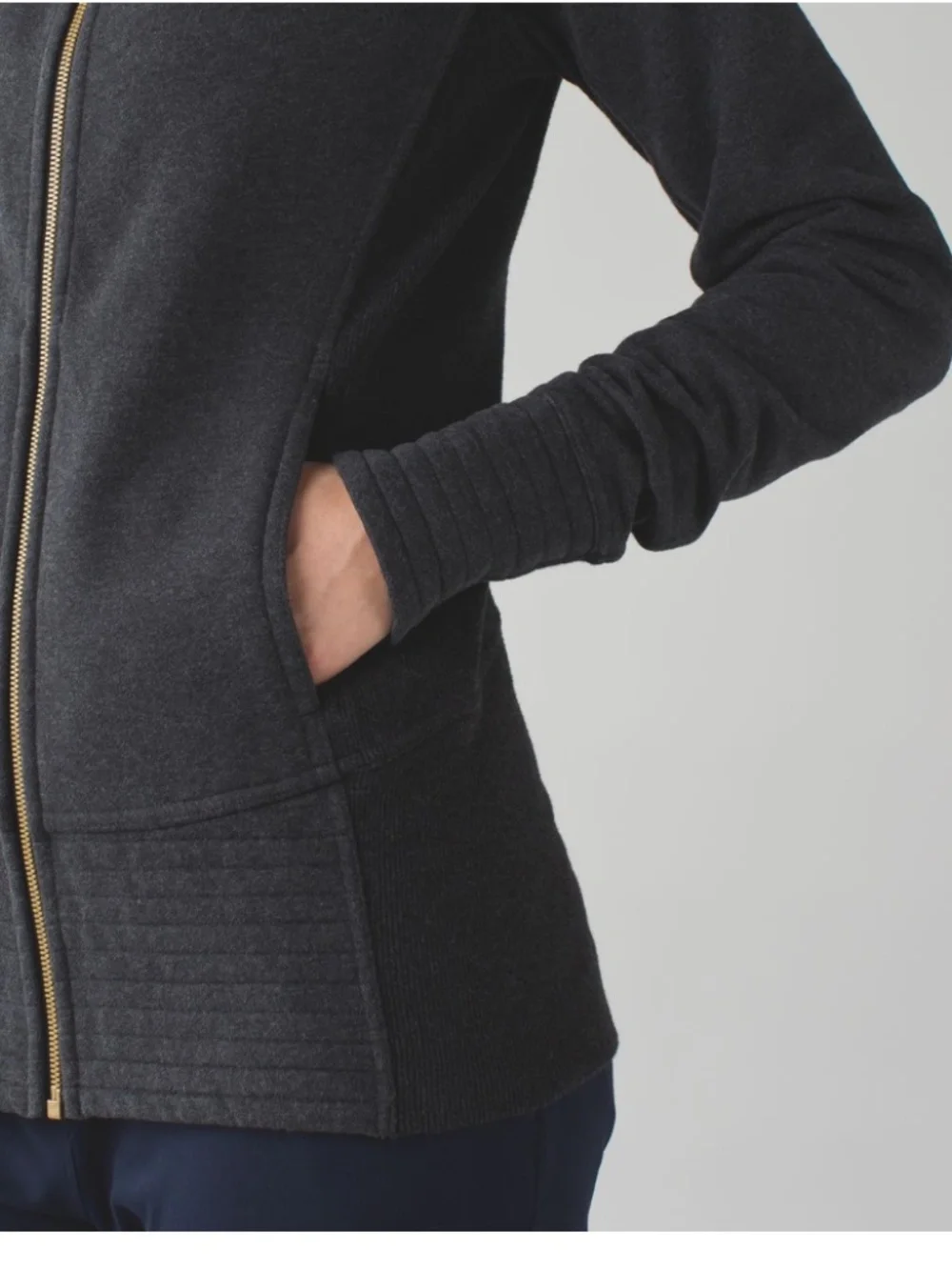 LULULEMON RADIANT II JACKET  FULL ZIP FUNNEL NECK HEATHERED BLACK